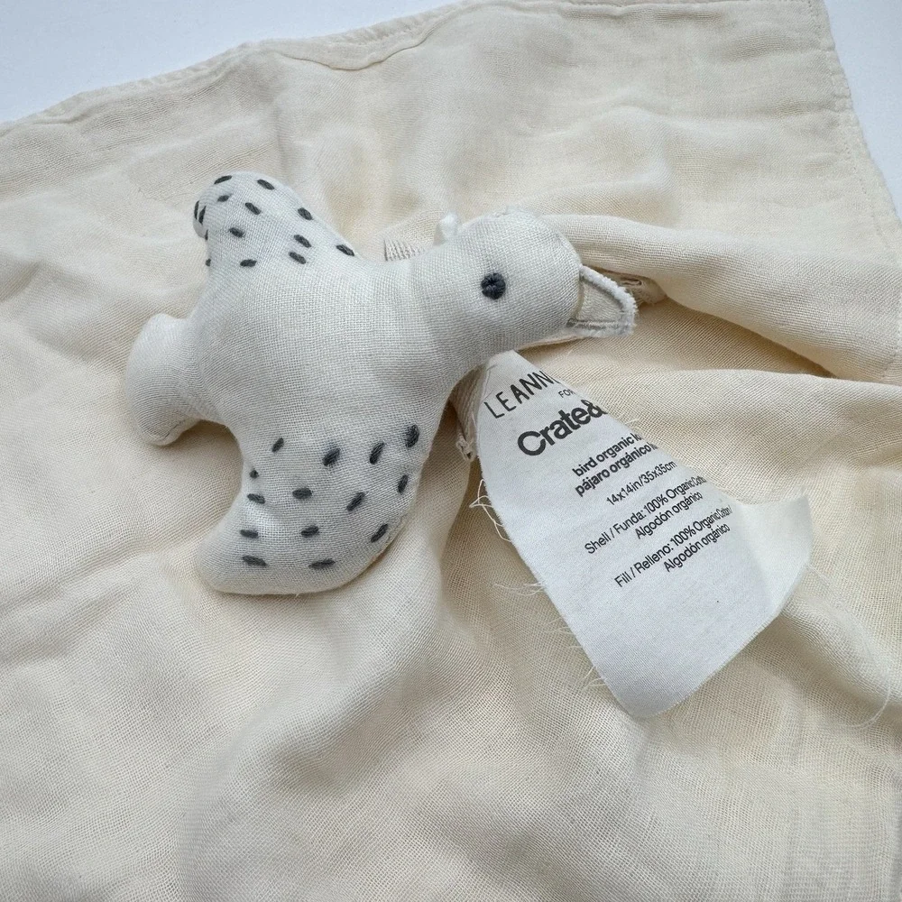 Leanne Ford Design Bird Organic Cotton Lovey Security Blanket Cream Crate Barrel